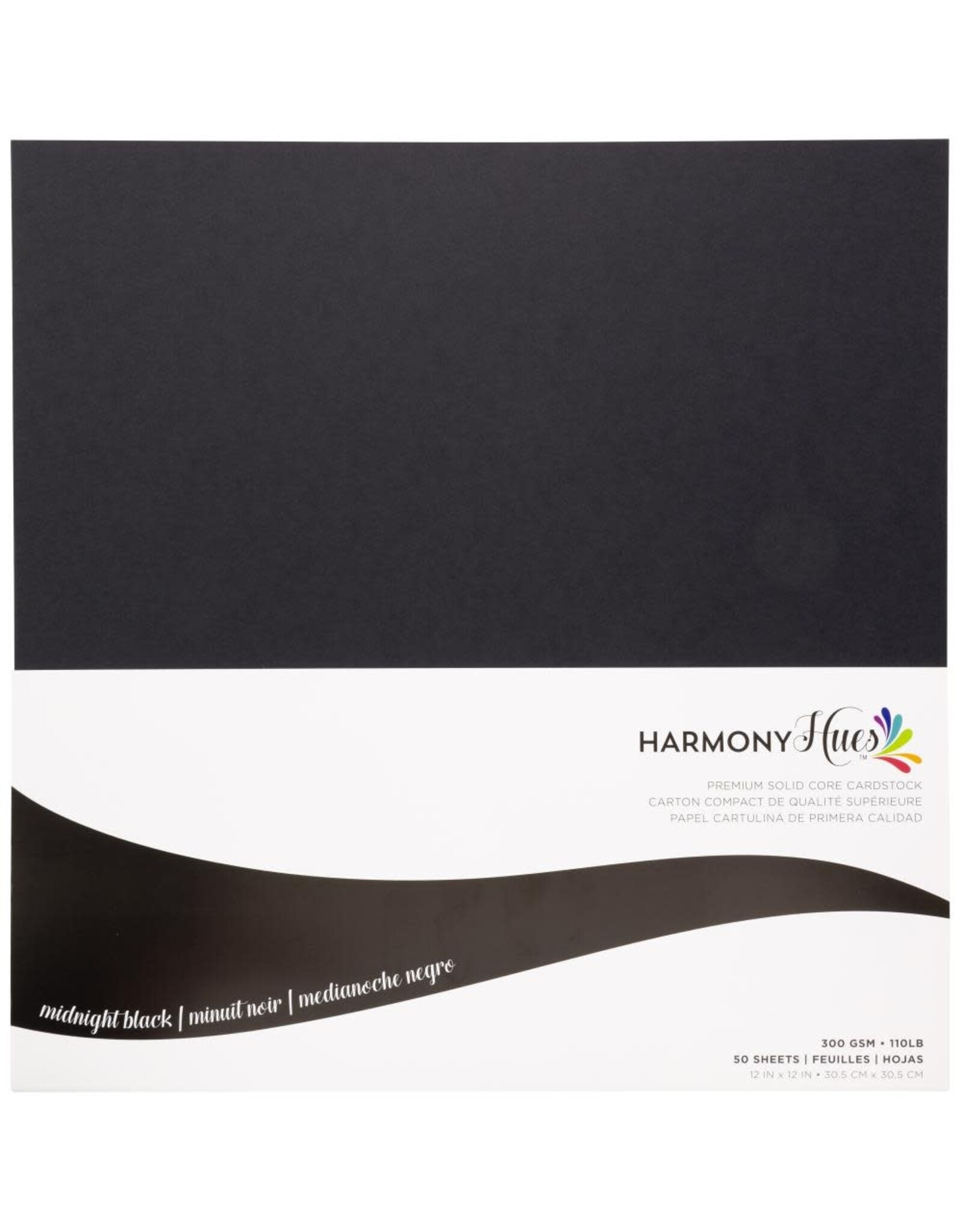 HARMONY PAPER HARMONY HUES MIDNIGHT BLACK 12x12 CARDSTOCK PACK 50 SHEETS
