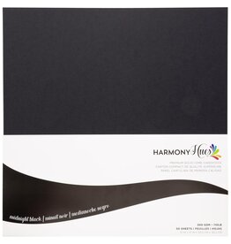 HARMONY PAPER HARMONY HUES MIDNIGHT BLACK 12x12 CARDSTOCK PACK 50 SHEETS