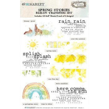 49 AND MARKET 49 AND MARKET VINTAGE BITS SPRING STORIES 6x8 RUB-ON TRANSFER SET 2/PK