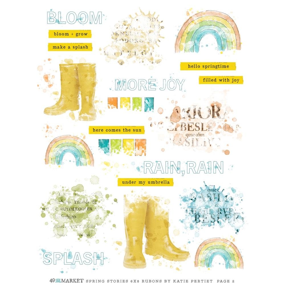 49 AND MARKET 49 AND MARKET VINTAGE BITS SPRING STORIES 6x8 RUB-ON TRANSFER SET 2/PK