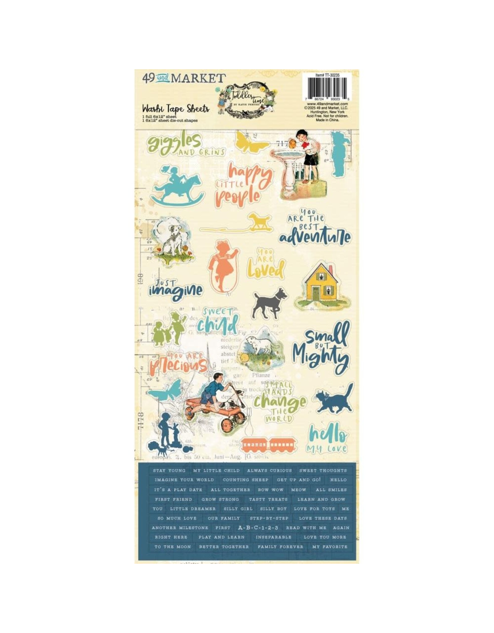 49 AND MARKET 49 AND MARKET TODDLER TIME 6x12 WASHI TAPE SHEETS