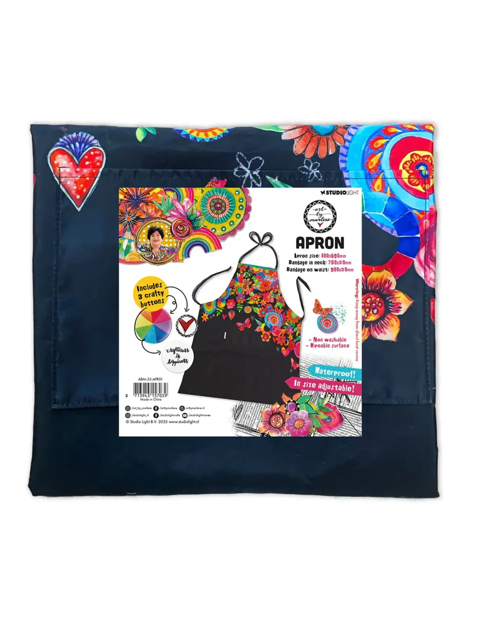 STUDIOLIGHT STUDIOLIGHT ART BY MARLENE APRON WITH 3 CRAFTY BUTTONS