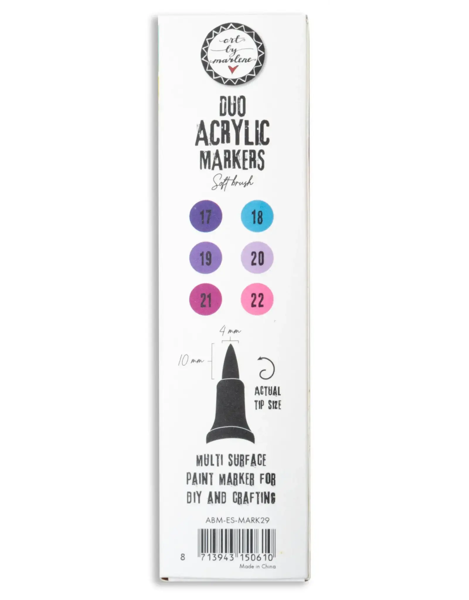 STUDIOLIGHT STUDIOLIGHT ART BY MARLENE ESSENTIALS COLLECTION DUO ACRYLIC MARKERS - PURPLES 3/PK