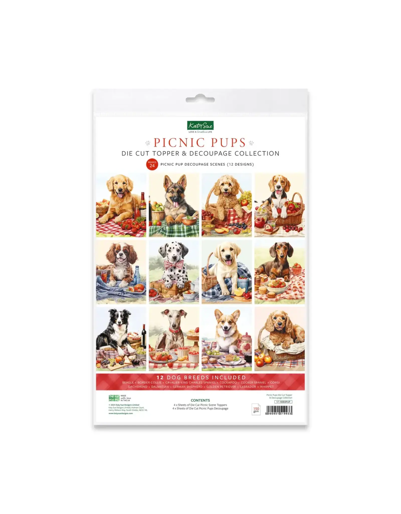 KATY SUE KATY SUE PICNIC PUPS DIE CUT DECOUPAGE COLLECTION