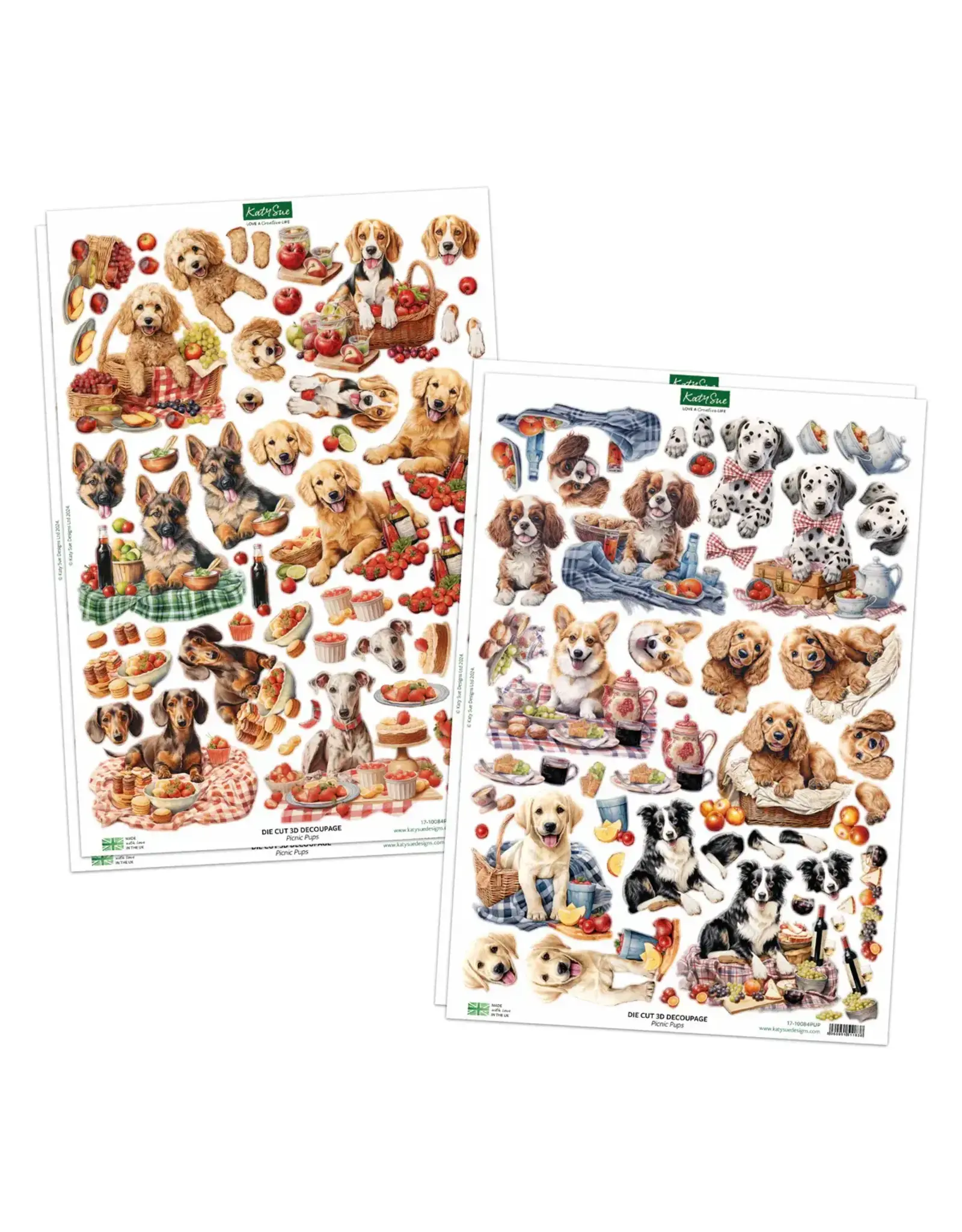 KATY SUE KATY SUE PICNIC PUPS DIE CUT DECOUPAGE COLLECTION