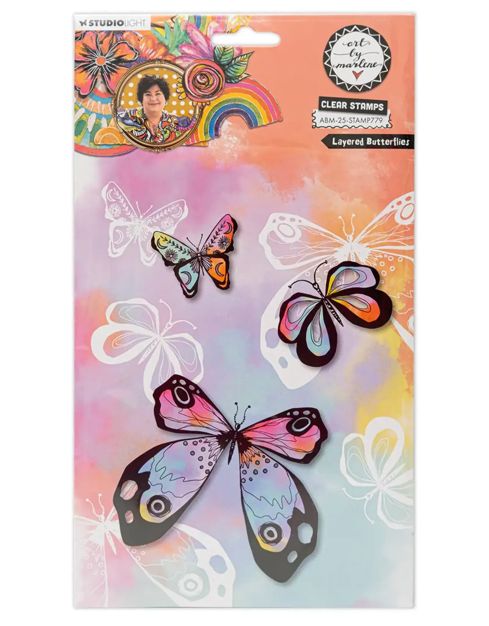 STUDIOLIGHT STUDIOLIGHT ART BY MARLENE LAYERED BUTTERFLIES CLEAR STAMP SET