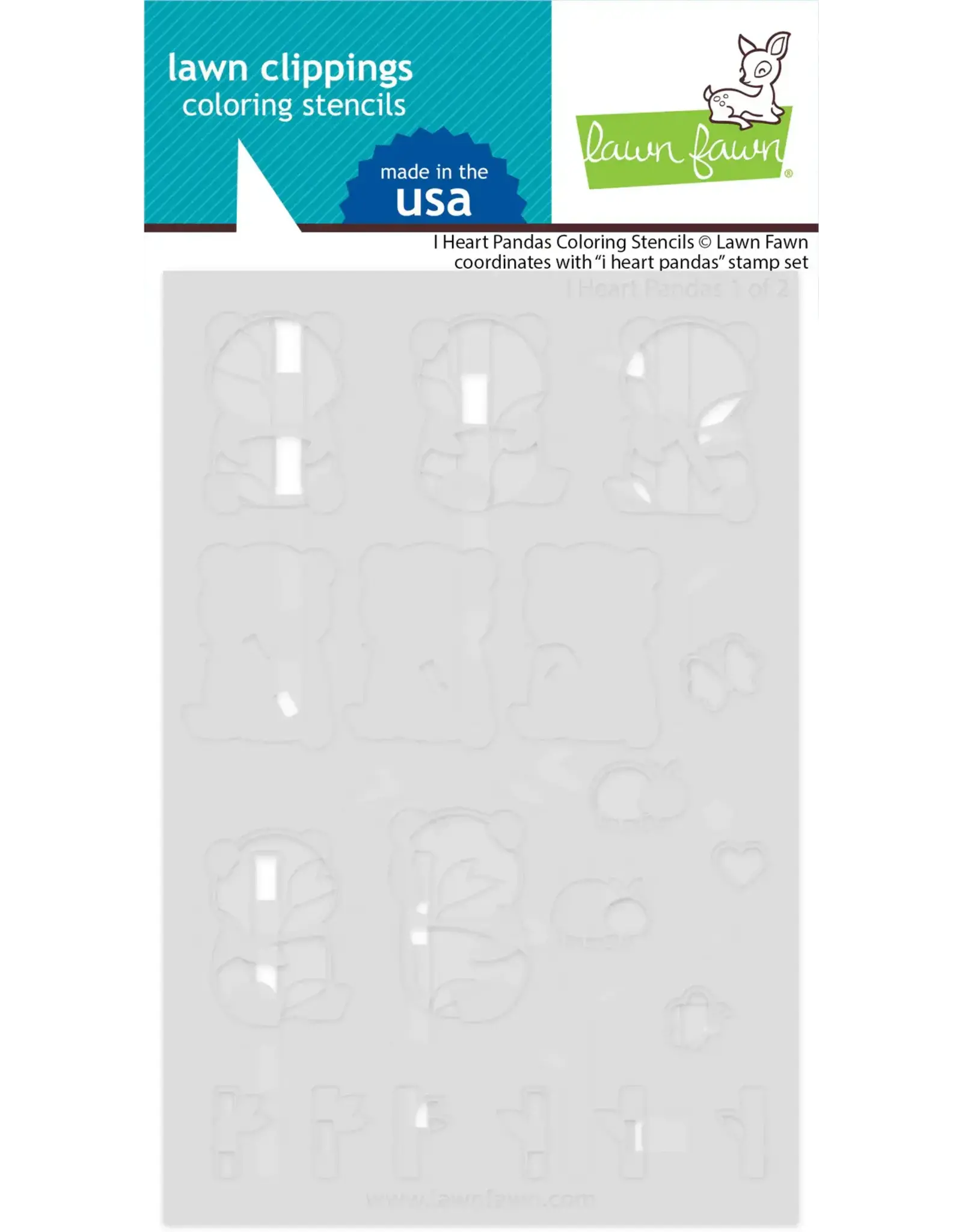 LAWN FAWN LAWN FAWN I HEART PANDAS COLORING STENCIL 2/PK