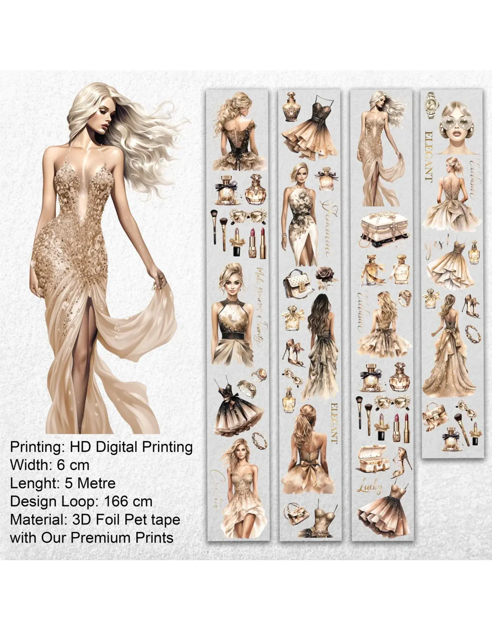 ONWIZE ONWIZE SCRAPBOOK LUXURY GLAM 3D HOLO GOLD FOIL TAPE