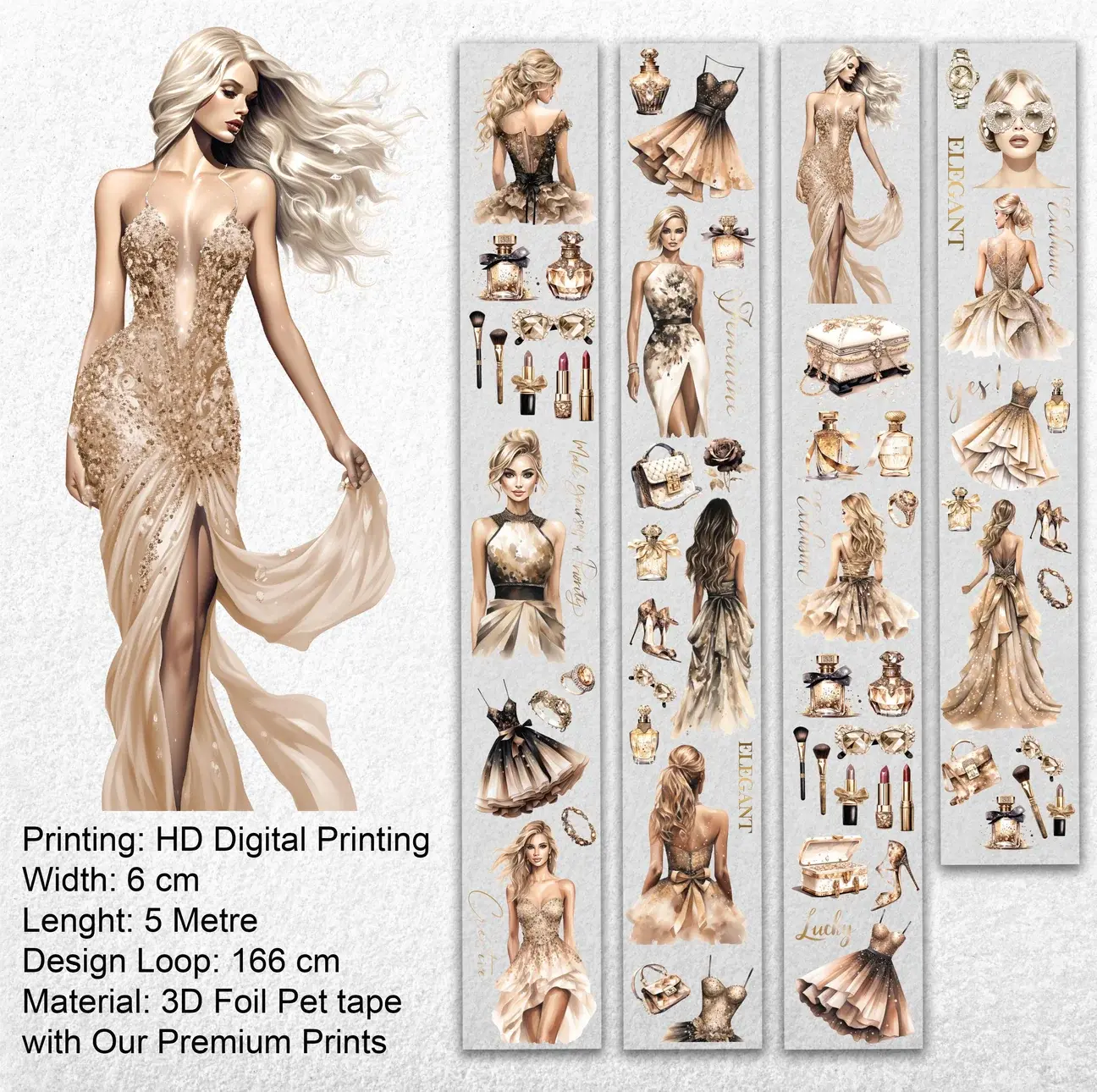 ONWIZE ONWIZE SCRAPBOOK LUXURY GLAM 3D HOLO GOLD FOIL TAPE
