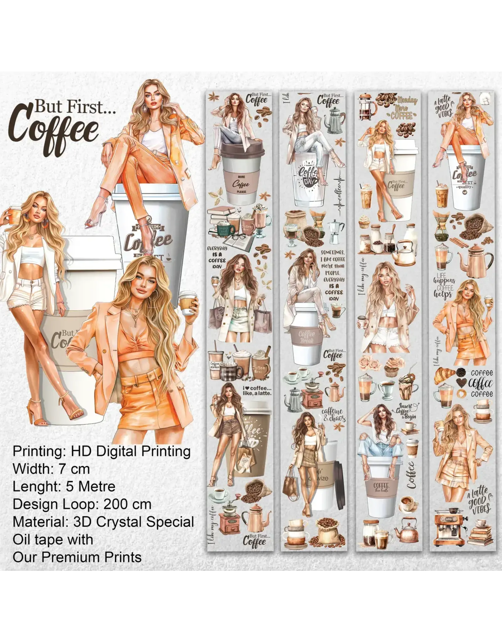 ONWIZE ONWIZE SCRAPBOOK BUT FIRST COFFEE 3D CRYSTAL SPECIAL OIL TAPE