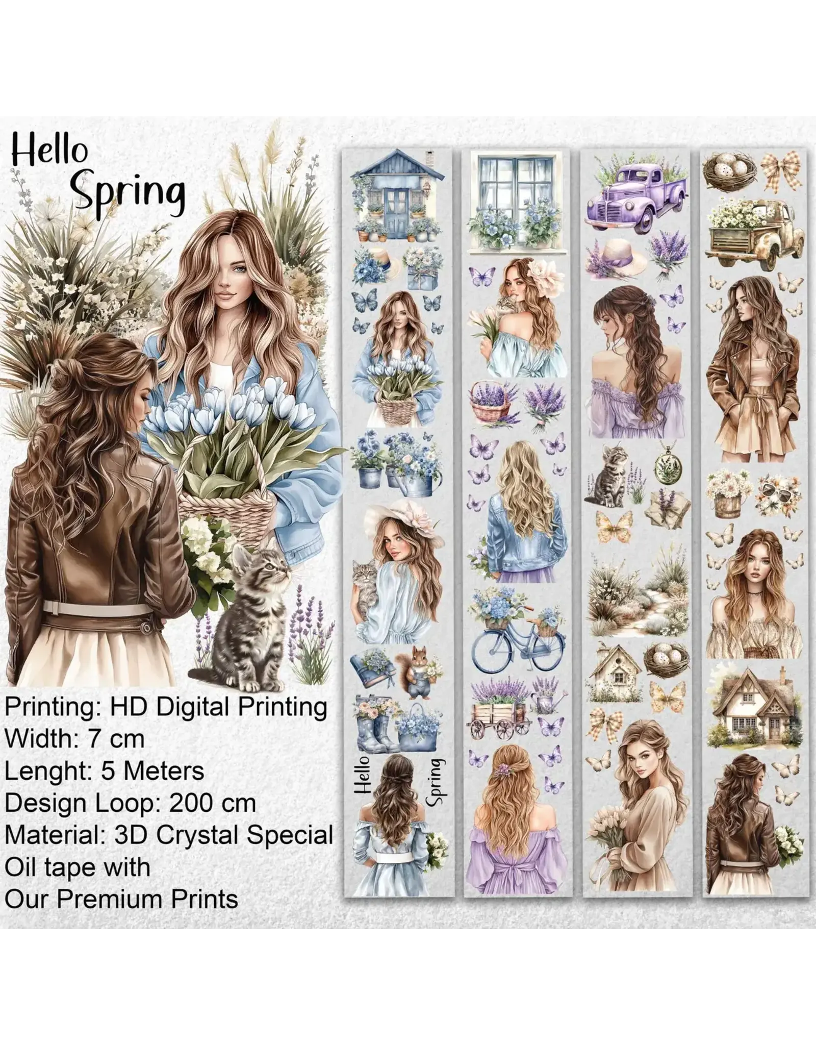 ONWIZE ONWIZE SCRAPBOOK HELLO SPRING 3D CRYSTAL SPECIAL OIL TAPE