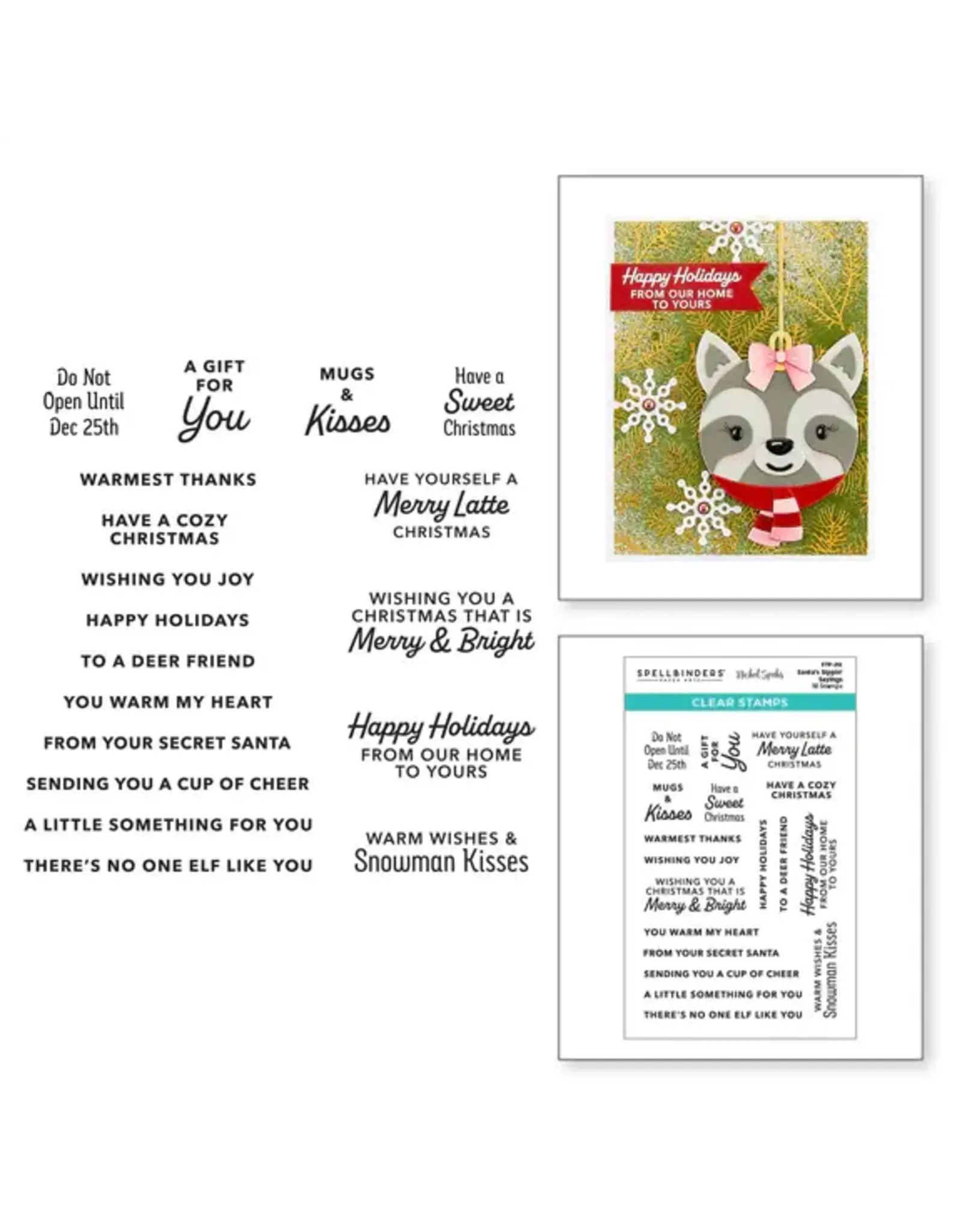 SPELLBINDERS SPELLBINDERS NICOL SPOHR MERRY MUG & CIRCLE DELIGHTS COLLECTION SANTA'S SIPPIN' SAYINGS CLEAR STAMP SET