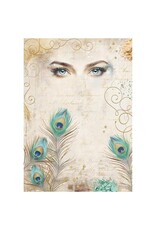 STAMPERIA STAMPERIA MASQUERADE EYES & FEATHERS A4 RICE PAPER