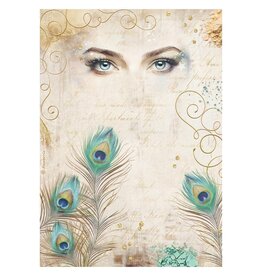 STAMPERIA STAMPERIA MASQUERADE EYES & FEATHERS A4 RICE PAPER
