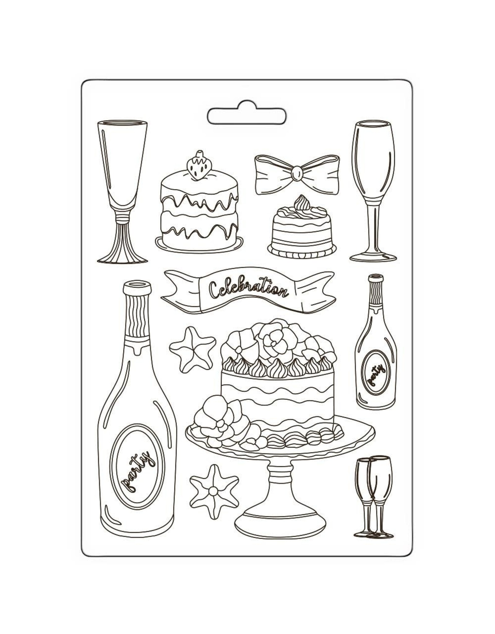 STAMPERIA STAMPERIA MASQUERADE FLUT & CAKES A5 SOFT MAXI MOULD