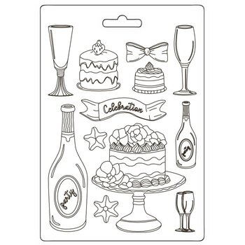 STAMPERIA STAMPERIA MASQUERADE FLUT & CAKES A5 SOFT MAXI MOULD