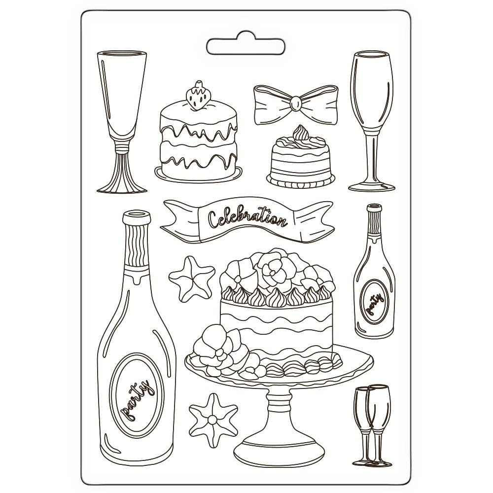 STAMPERIA STAMPERIA MASQUERADE FLUT & CAKES A5 SOFT MAXI MOULD