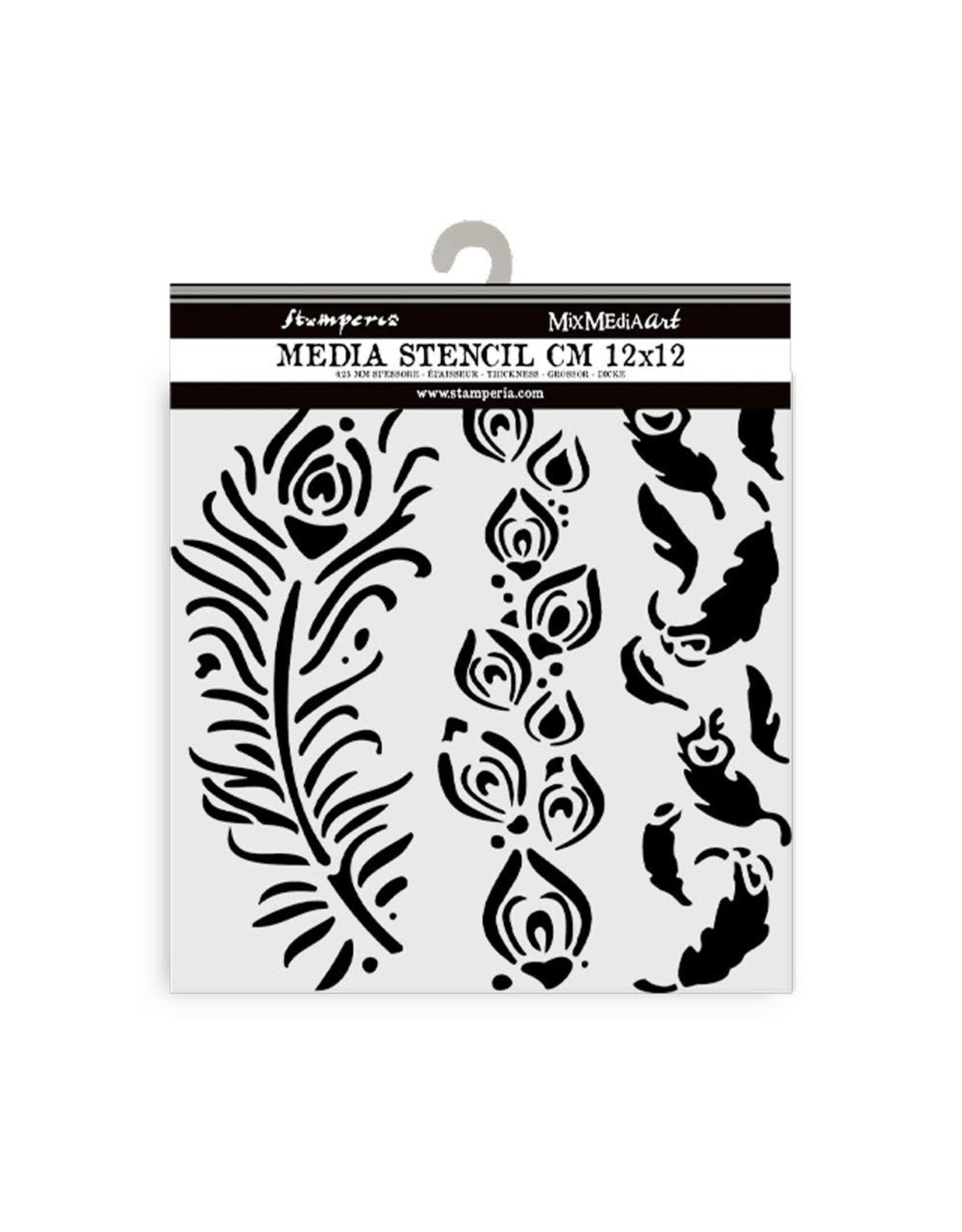 STAMPERIA STAMPERIA MASQUERADE FEATHERS 12x12cm STENCIL