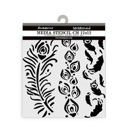STAMPERIA STAMPERIA MASQUERADE FEATHERS 12x12cm STENCIL