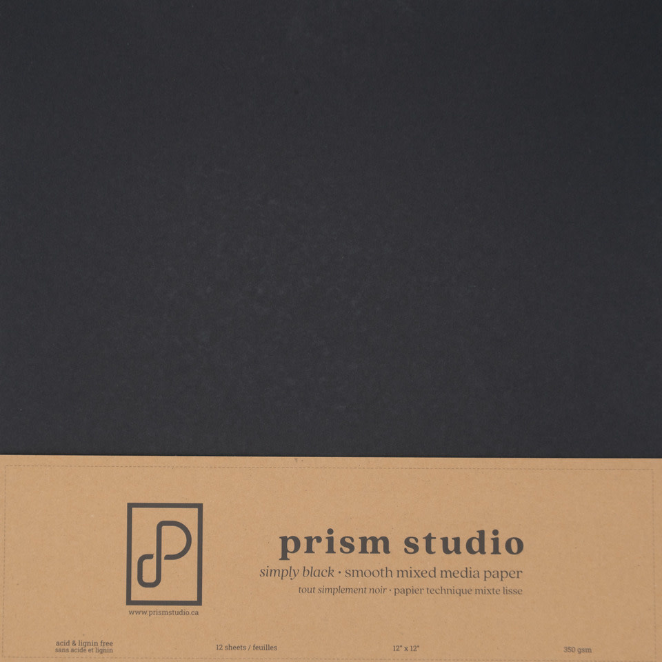 PRISM STUDIO PRISM STUDIO WHOLE SPECTRUM 12x12 MIXED MEDIA CARDSTOCK - SIMPLY BLACK 12/PK
