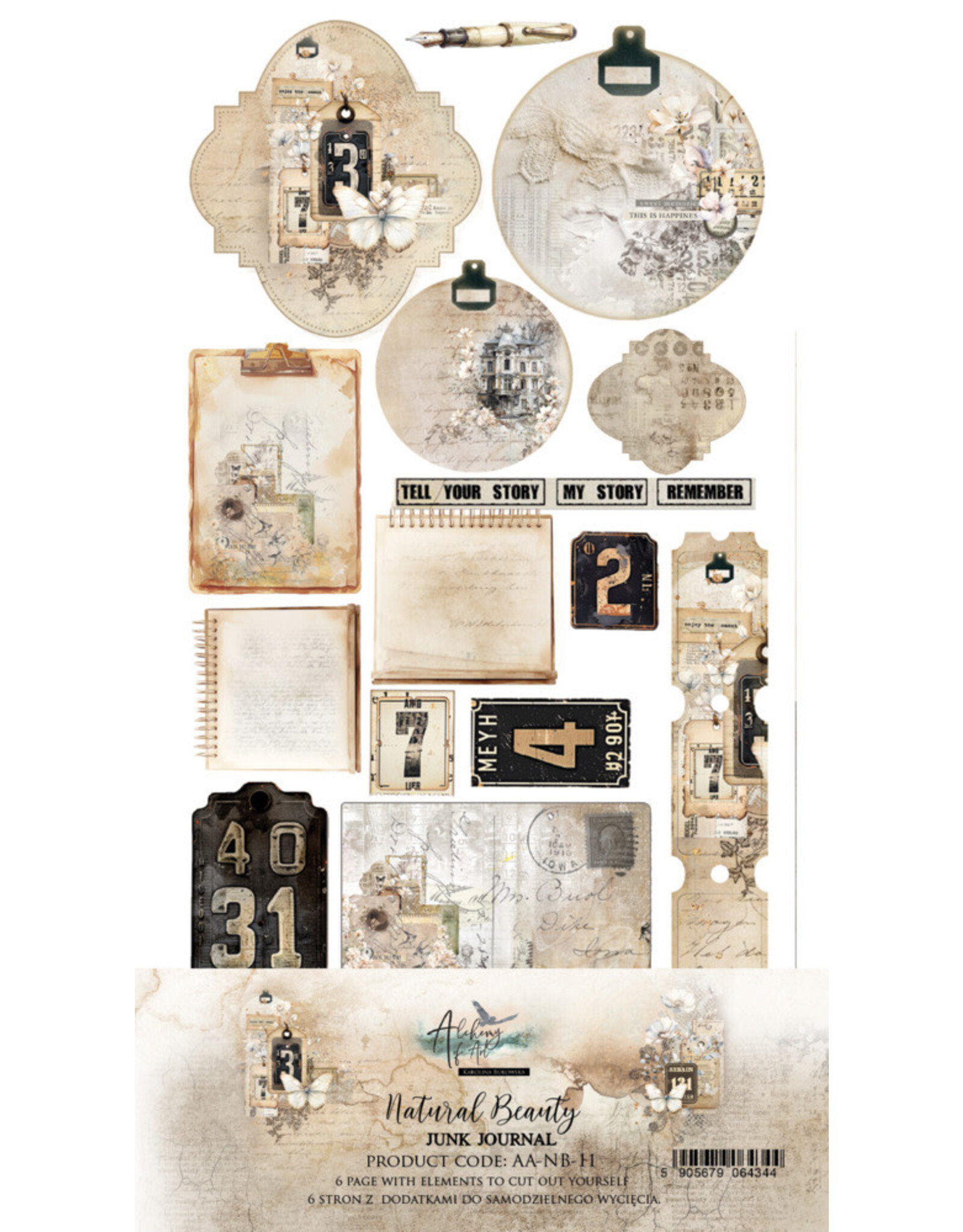 ALCHEMY OF ART ALCHEMY OF ART NATURAL BEAUTY JUNK JOURNAL 6x12 EXTRAS DIE-CUTS