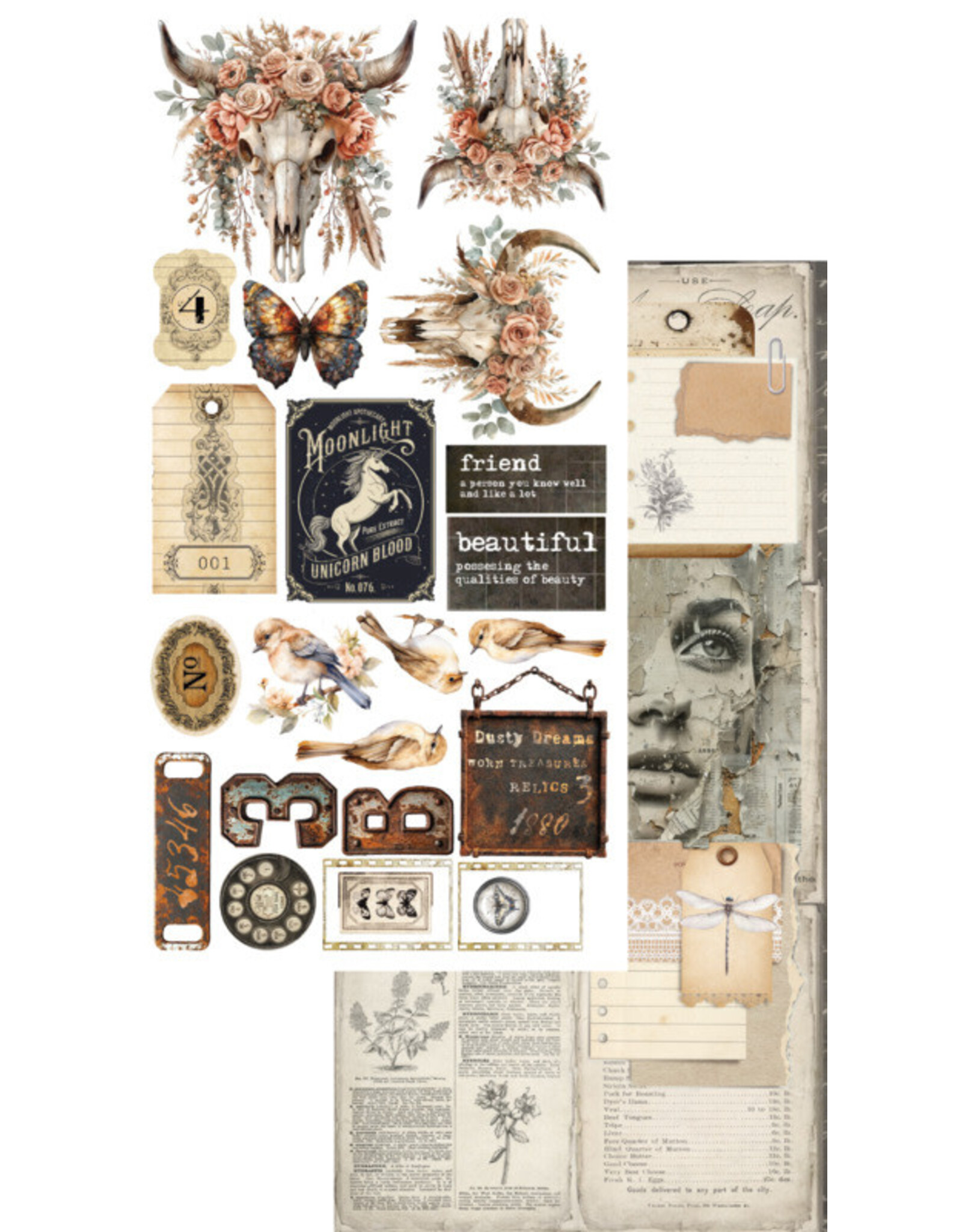 ALCHEMY OF ART ALCHEMY OF ART NATURAL BEAUTY JUNK JOURNAL 6x12 EXTRAS DIE-CUTS