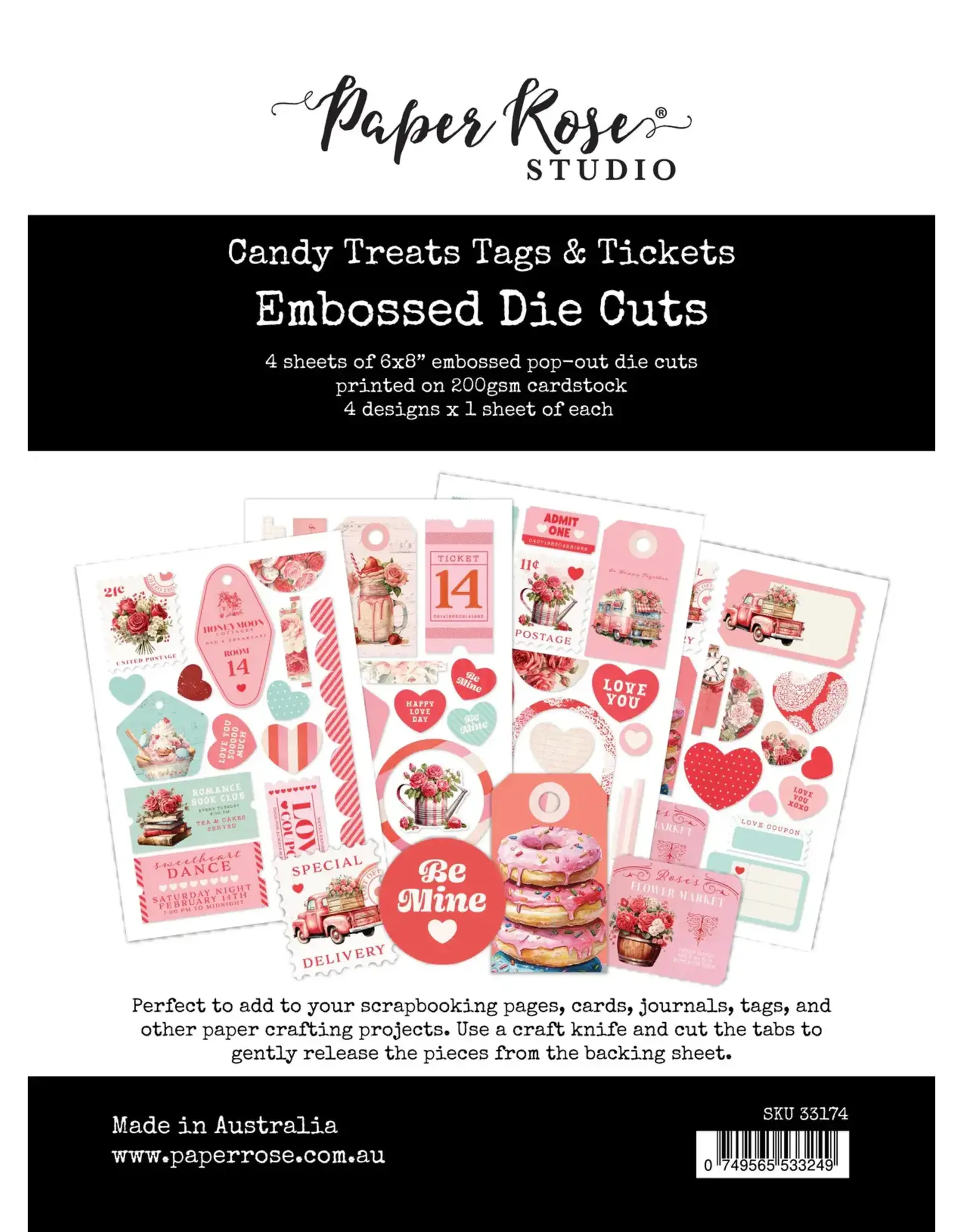 PAPER ROSE PAPER ROSE CANDY TREATS TAGS & TICKETS EMBOSSED DIE CUTS