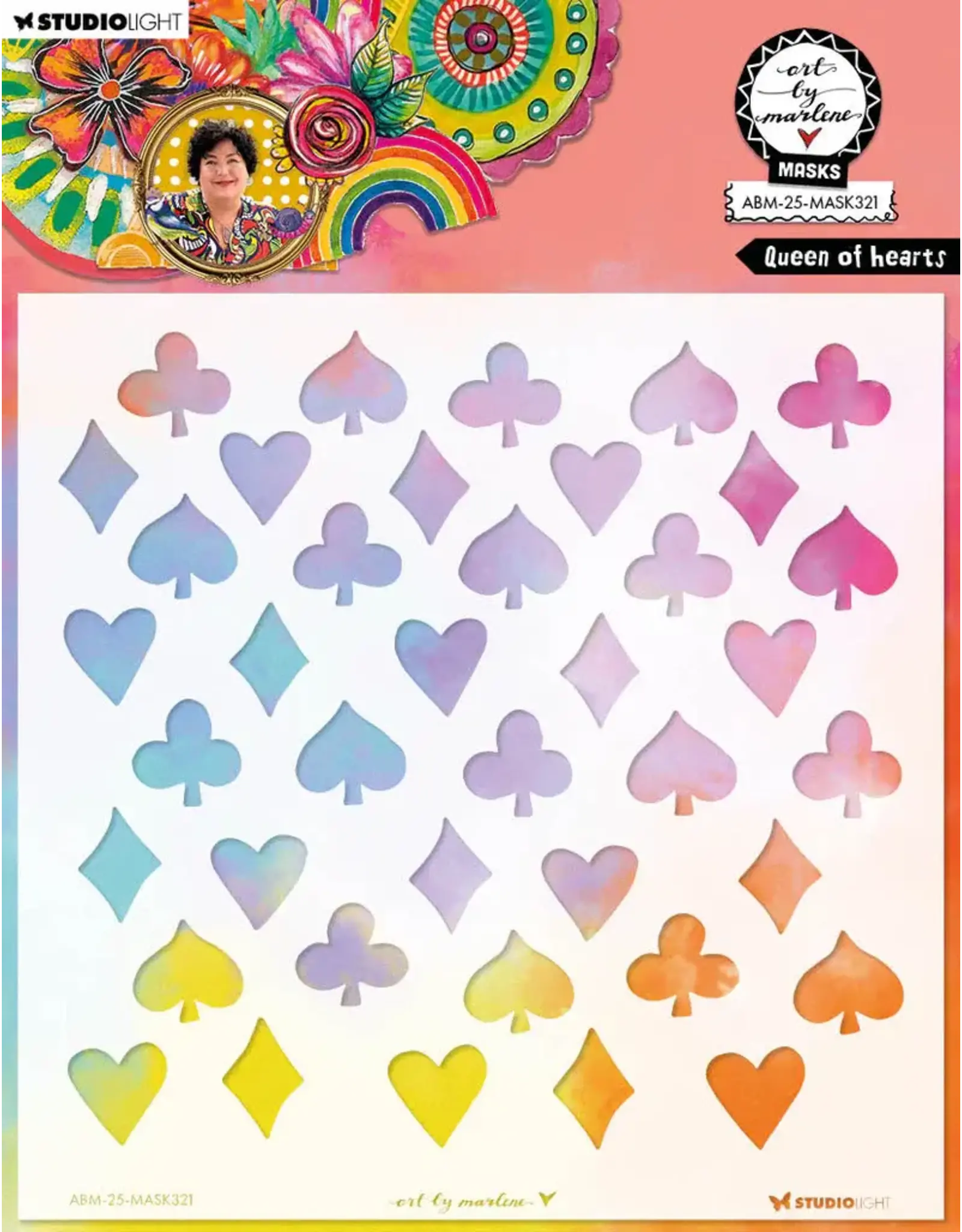 STUDIOLIGHT STUDIOLIGHT ART BY MARLENE QUEEN OF HEARTS 8x8 MASKS STENCIL