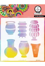 STUDIOLIGHT STUDIOLIGHT ART BY MARLENE PI-PA-POTTERY 8x8 MASKS STENCIL