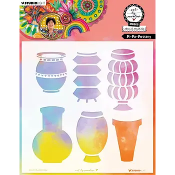 STUDIOLIGHT STUDIOLIGHT ART BY MARLENE PI-PA-POTTERY 8x8 MASKS STENCIL