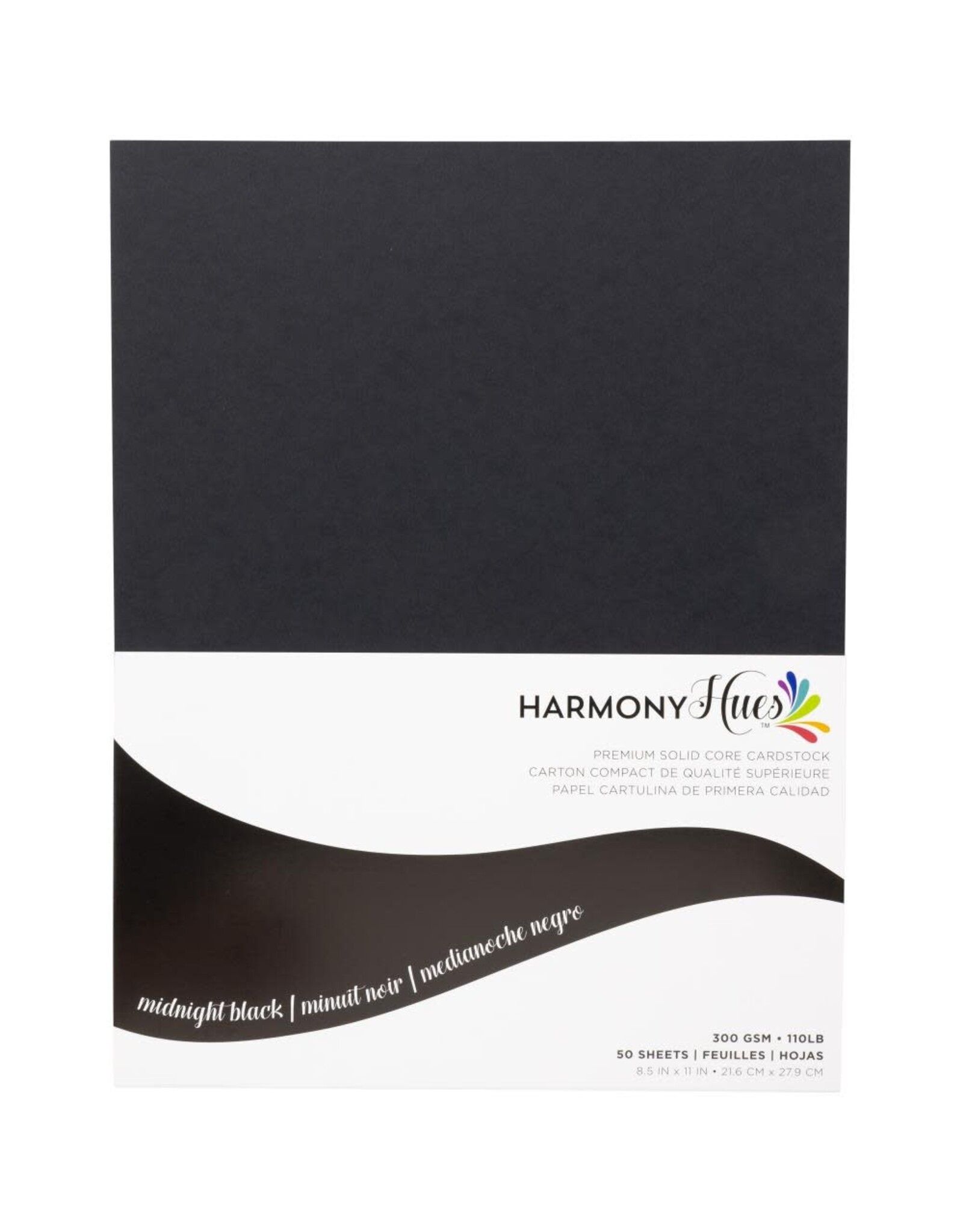 HARMONY PAPER HARMONY HUES MIDNIGHT BLACK 8.5x11 CARDSTOCK PACK 50 SHEETS