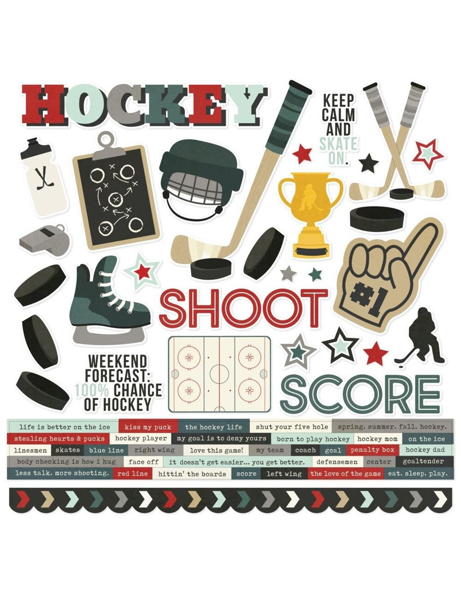 SIMPLE STORIES SIMPLE STORIES HOCKEY 12x12 CARDSTOCK STICKERS