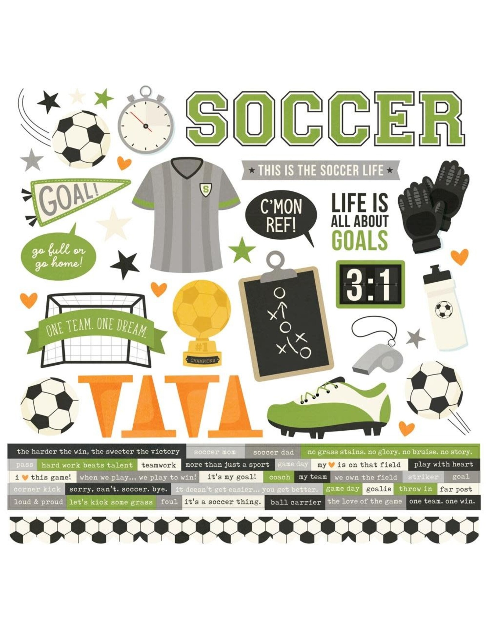 SIMPLE STORIES SIMPLE STORIES SOCCER 12x12 CARDSTOCK STICKERS