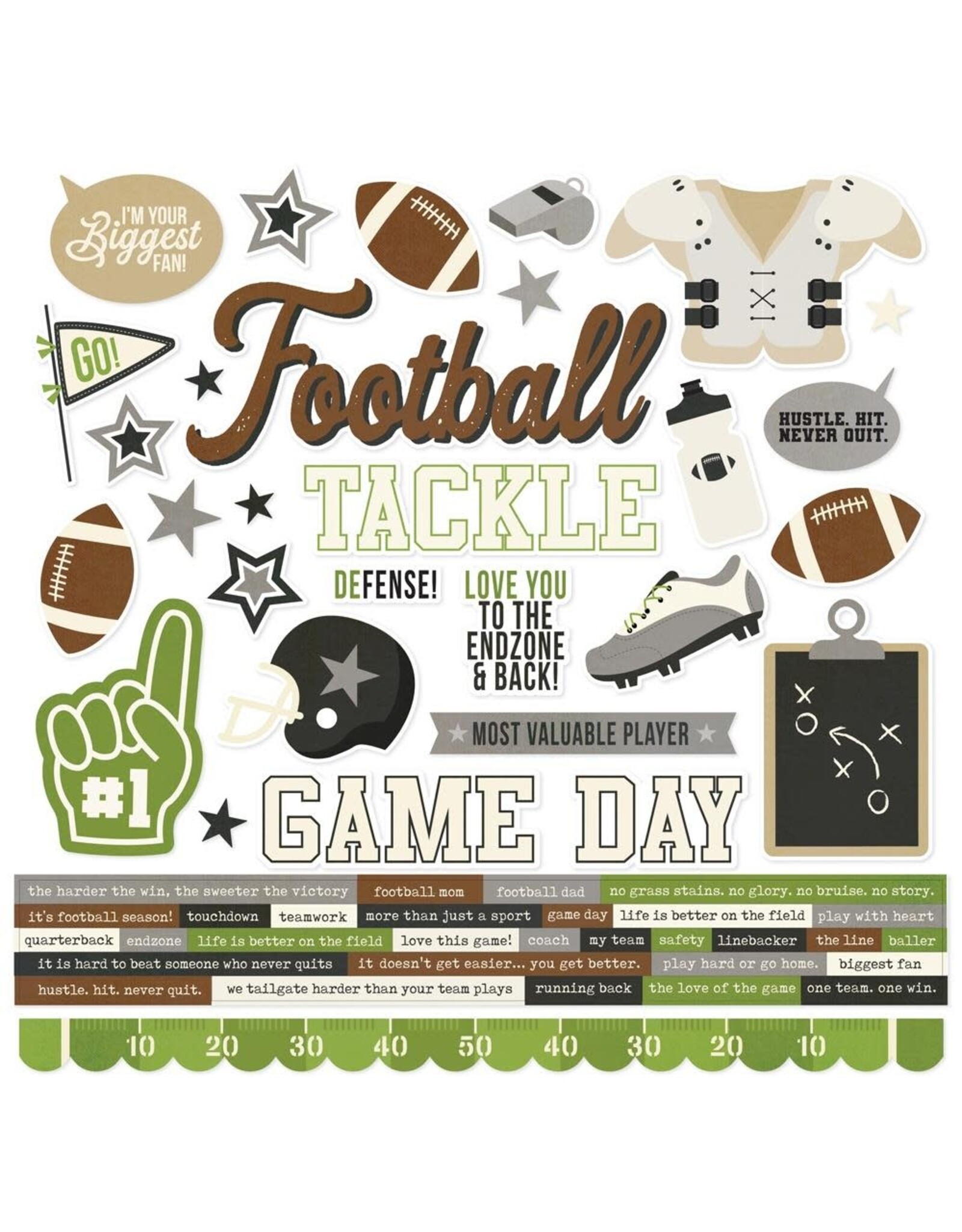 SIMPLE STORIES SIMPLE STORIES FOOTBALL 12x12 CARDSTOCK STICKERS