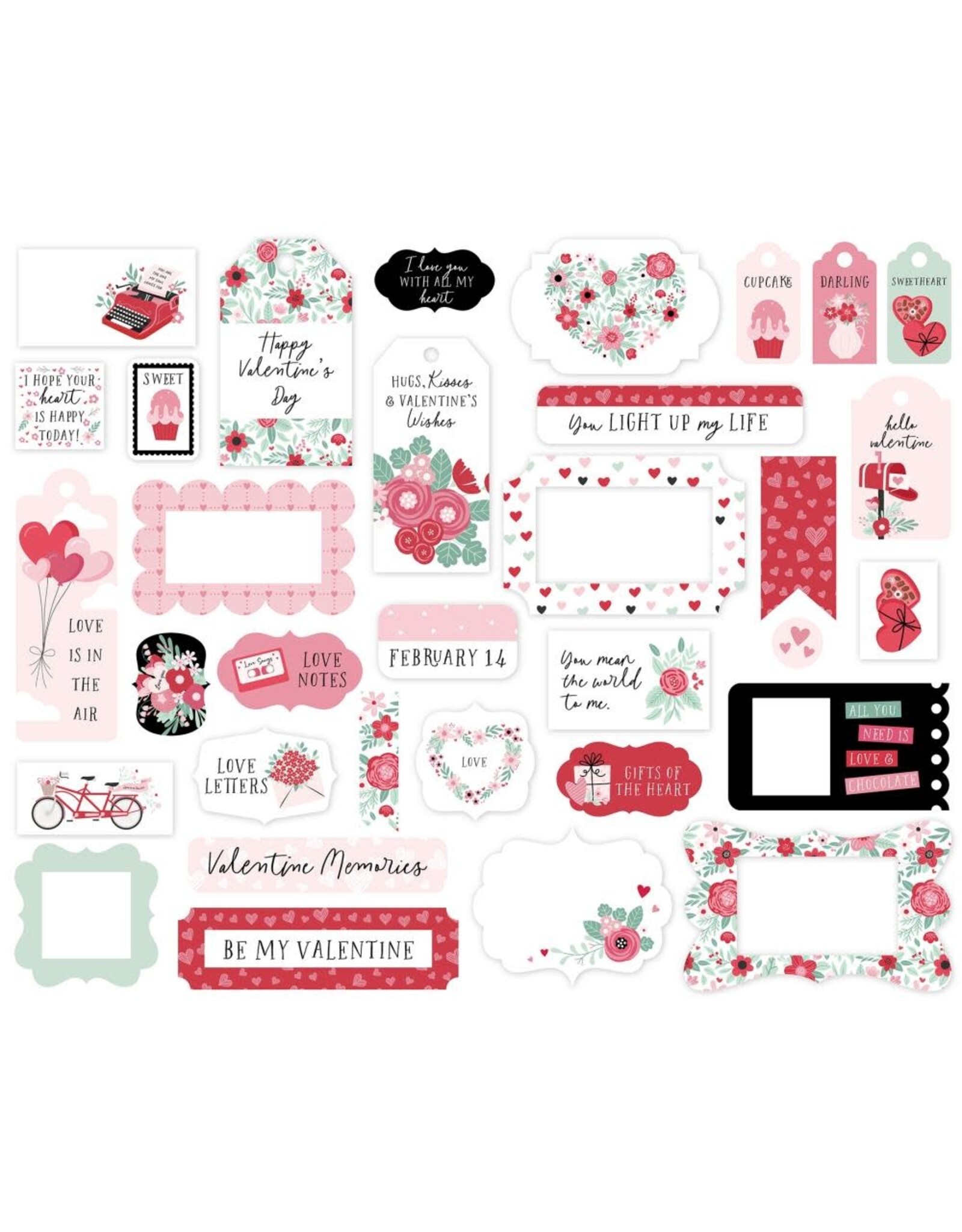 ECHO PARK PAPER ECHO PARK VALENTINE'S DAY FRAMES & TAGS EPHEMERA 33/PK