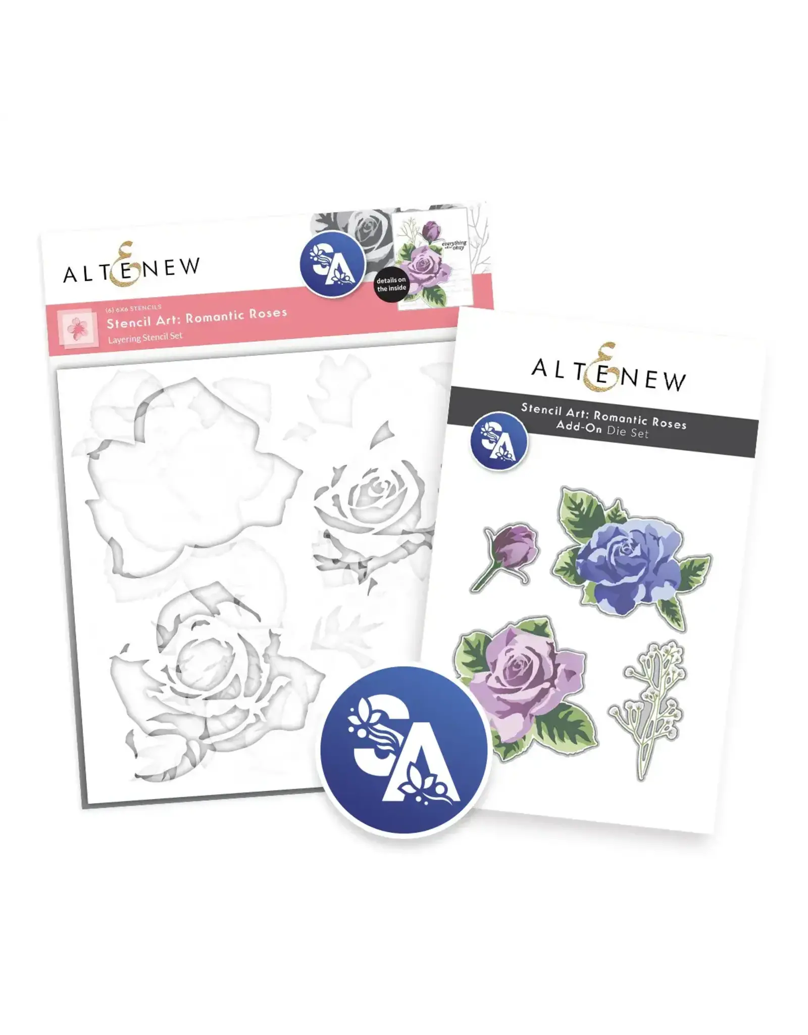 ALTENEW ALTENEW STENCIL ART: ROMANTIC ROSES STENCIL AND ADD-ON DIE BUNDLE