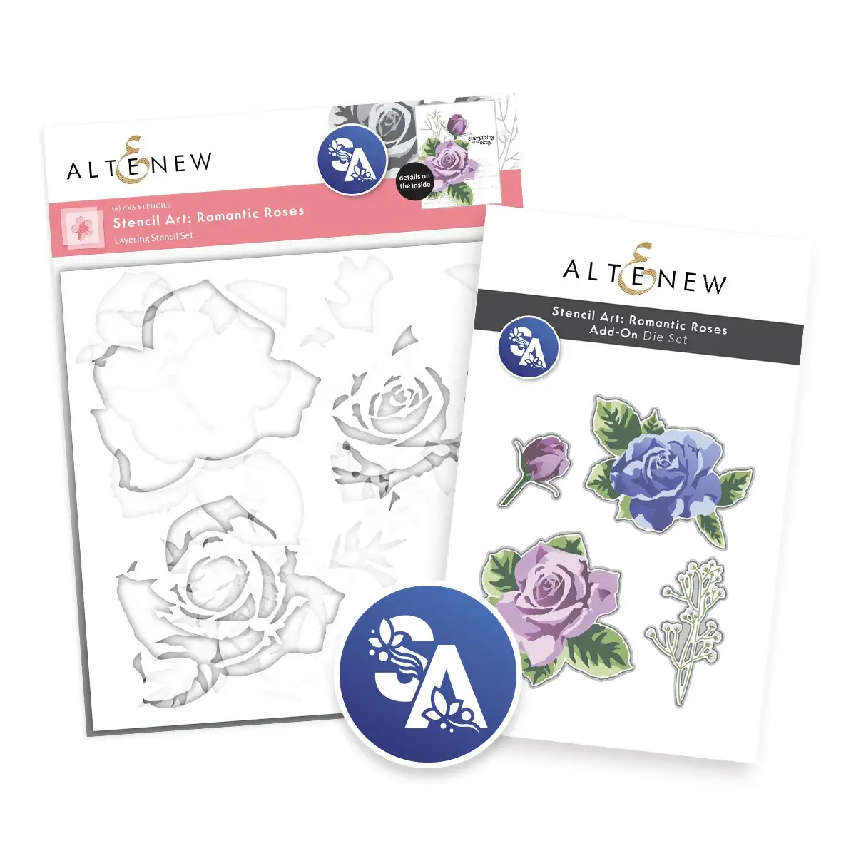 ALTENEW ALTENEW STENCIL ART: ROMANTIC ROSES STENCIL AND ADD-ON DIE BUNDLE