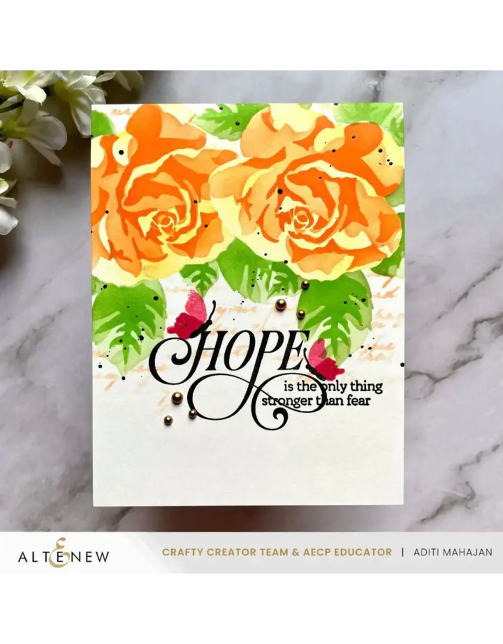 ALTENEW ALTENEW STENCIL ART: ROMANTIC ROSES STENCIL AND ADD-ON DIE BUNDLE