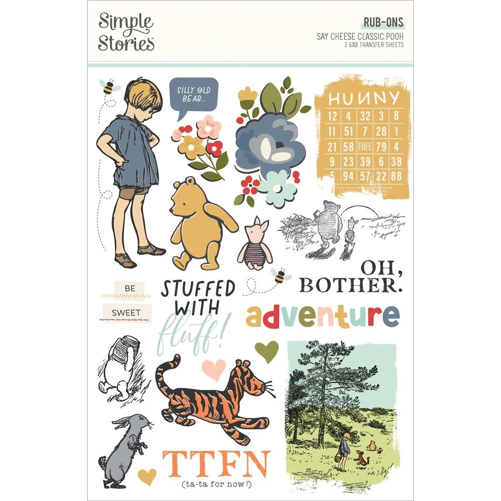 SIMPLE STORIES SIMPLE STORIES SAY CHEESE CLASSIC POOH 6x8 RUB-ONS 2/PK