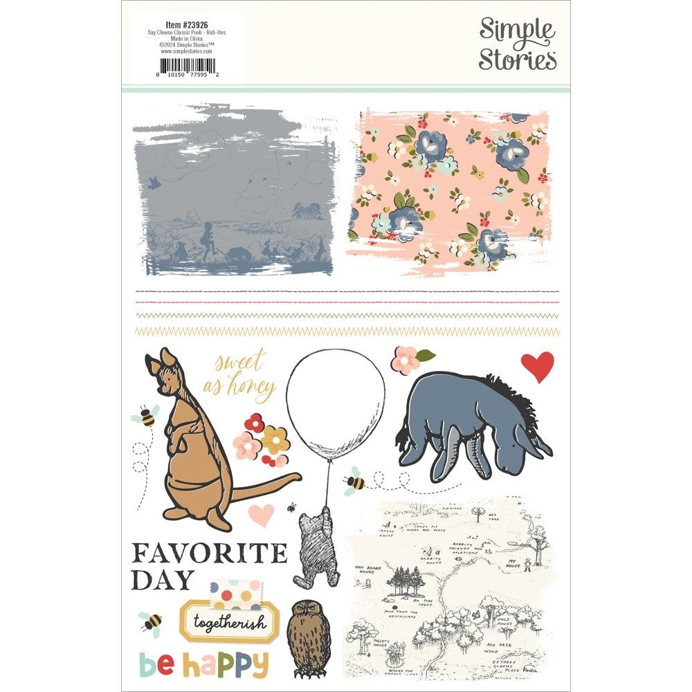 SIMPLE STORIES SIMPLE STORIES SAY CHEESE CLASSIC POOH 6x8 RUB-ONS 2/PK