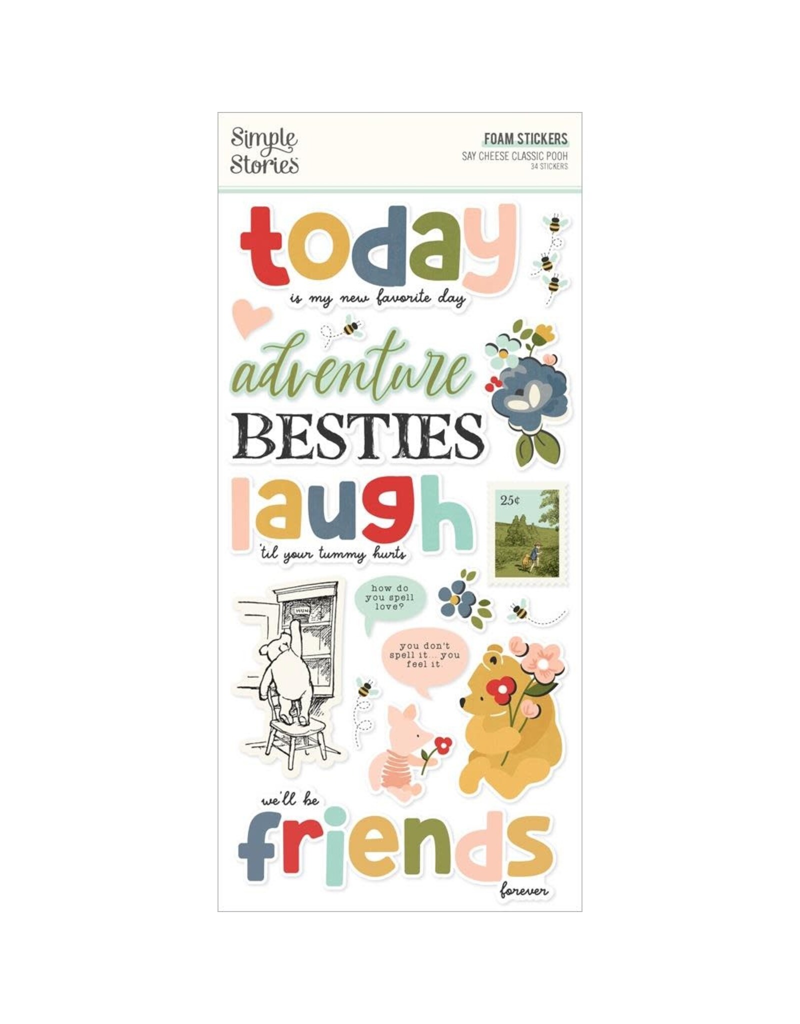 SIMPLE STORIES SIMPLE STORIES SAY CHEESE CLASSIC POOH FOAM STICKERS 32/PK