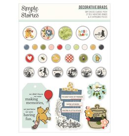 SIMPLE STORIES SIMPLE STORIES SAY CHEESE CLASSIC POOH DECORATIVE BRADS & CHIPBOARD