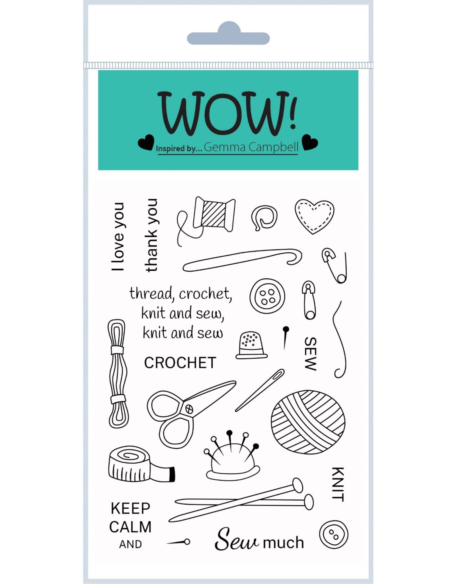 WOW! WOW! GEMMA CAMPBELL SIMPLY SEW ACRYLIC STAMP SET