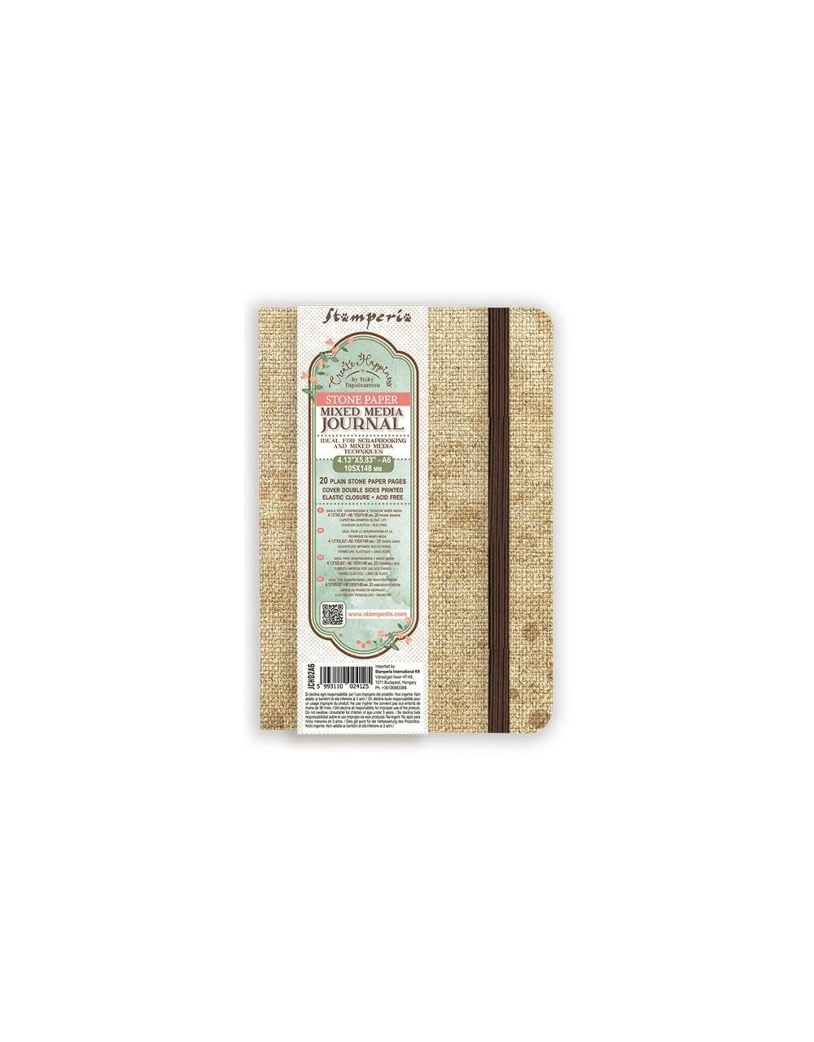 STAMPERIA STAMPERIA VICKY PAPAIOANNOU CREATE HAPPINESS STONE PAPER A6 MIXED MEDIA JOURNAL