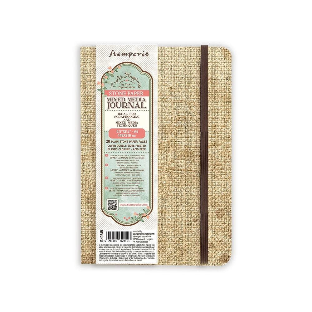 STAMPERIA STAMPERIA VICKY PAPAIOANNOU CREATE HAPPINESS STONE PAPER A5 MIXED MEDIA JOURNAL