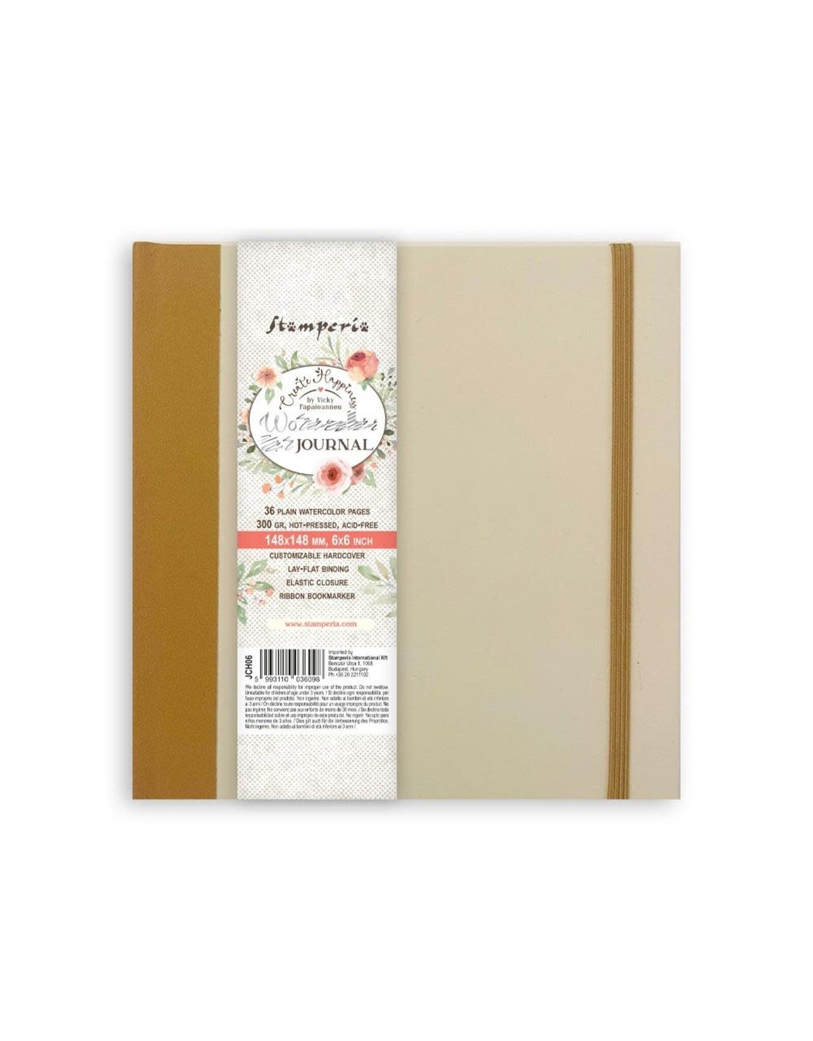 STAMPERIA STAMPERIA VICKY PAPAIOANNOU CREATE HAPPINESS 6x6 WATERCOLOR MIXED MEDIA JOURNAL