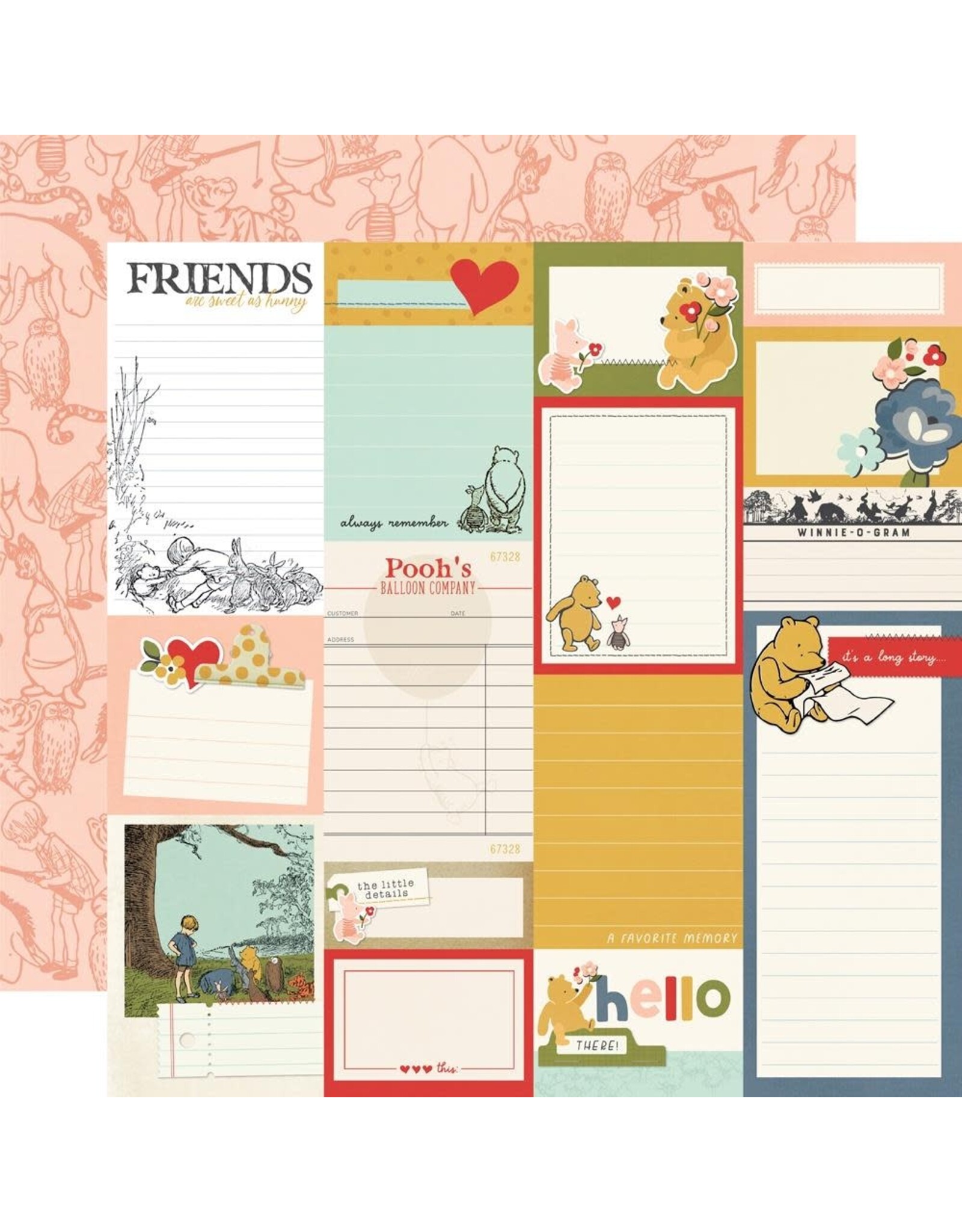 SIMPLE STORIES SIMPLE STORIES SAY CHEESE CLASSIC POOH JOURNAL ELEMENTS 12x12 CARDSTOCK