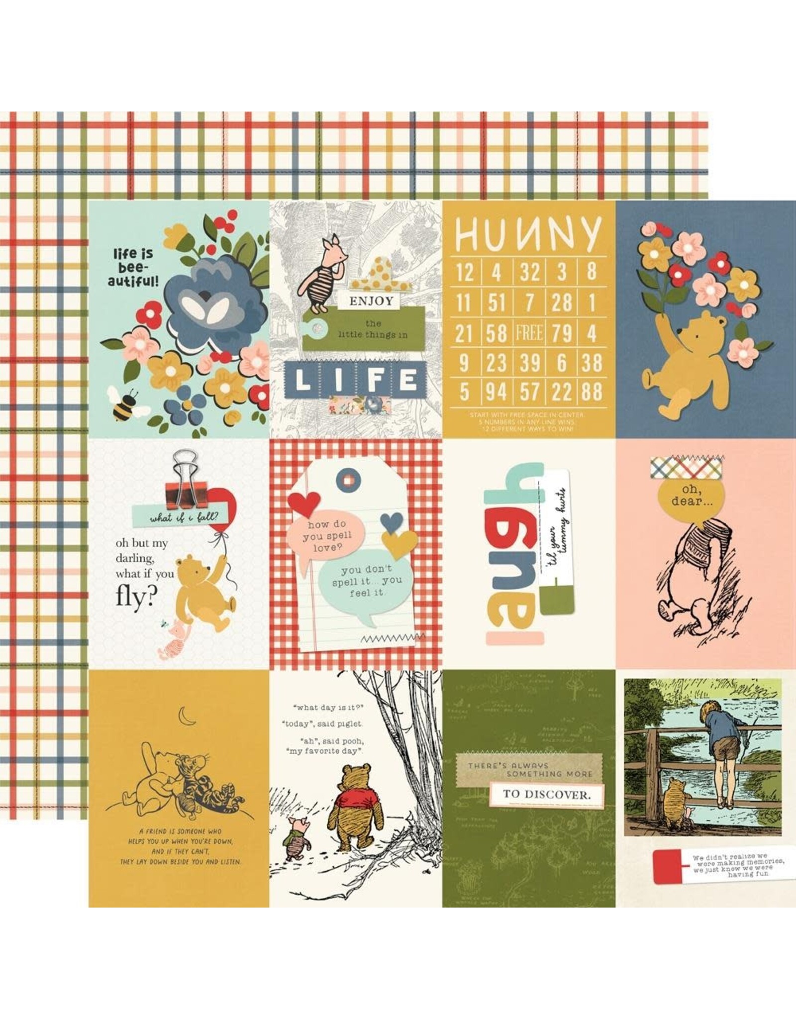 SIMPLE STORIES SIMPLE STORIES SAY CHEESE CLASSIC POOH 3x4 ELEMENTS 12x12 CARDSTOCK