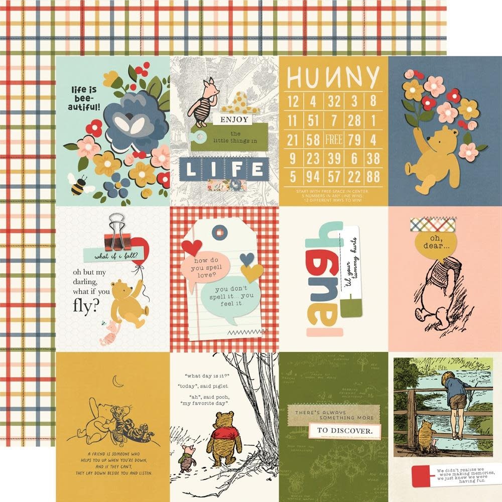 SIMPLE STORIES SIMPLE STORIES SAY CHEESE CLASSIC POOH 3x4 ELEMENTS 12x12 CARDSTOCK