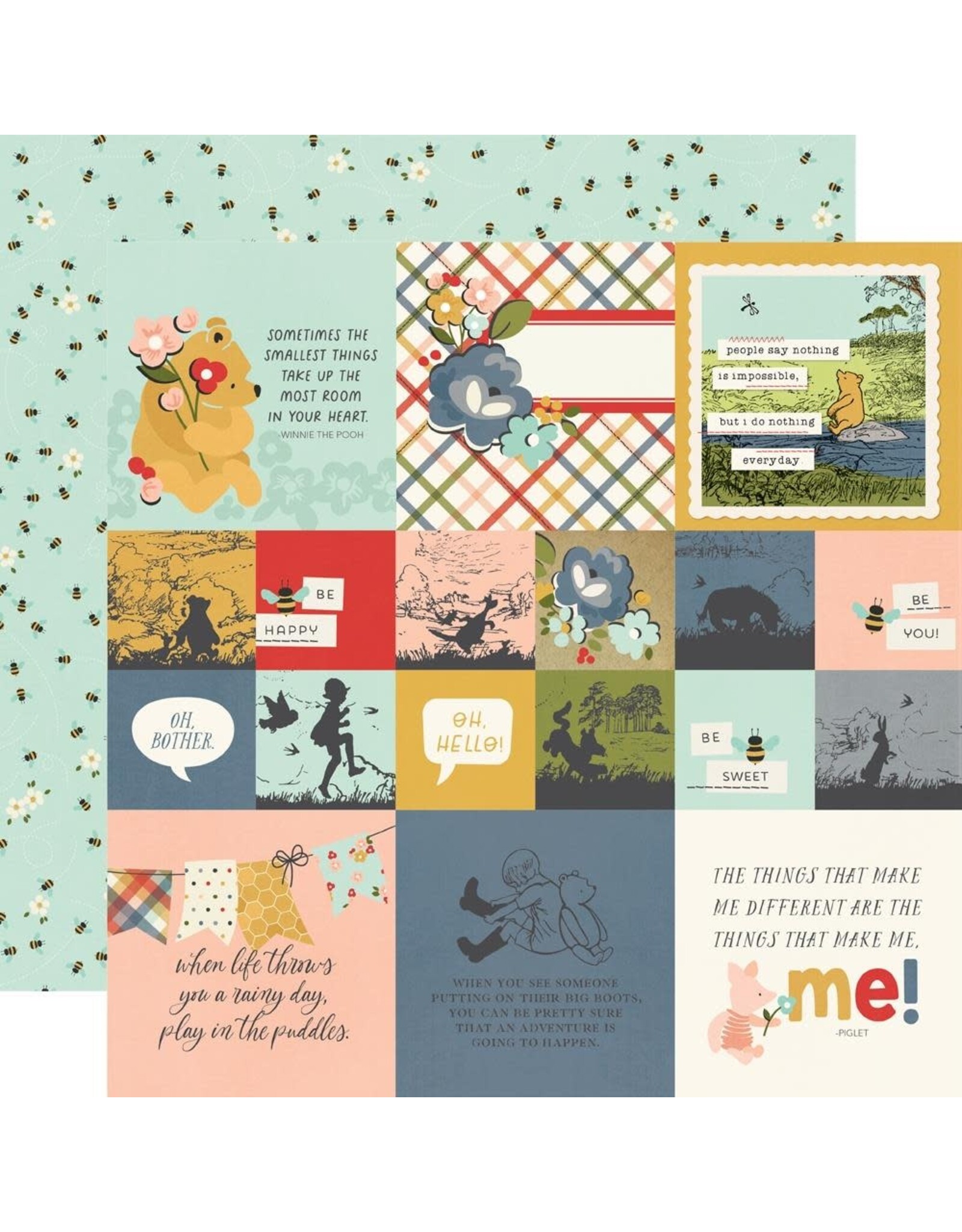 SIMPLE STORIES SIMPLE STORIES SAY CHEESE CLASSIC POOH 2x2/4x4 ELEMENTS 12x12 CARDSTOCK